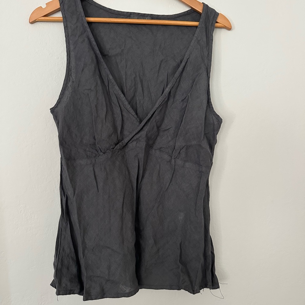 CP Shades Gray Sleeveless Linen Top